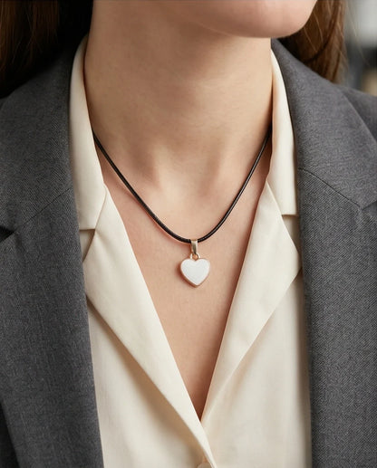 Gold and White Classic Heart Necklace