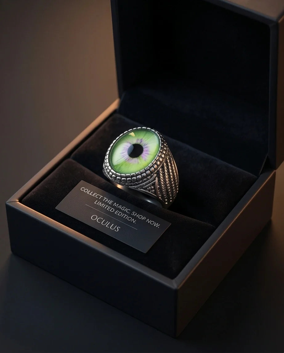 Vintage Sterling Silver Mythic Violet-Green Eye Ring