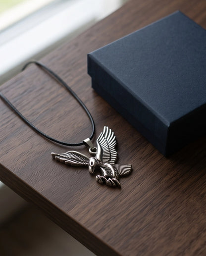 Soaring Silver Eagle Cord Necklace