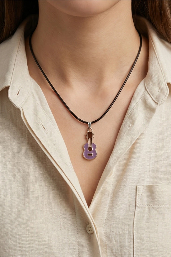 Gold and Purple Acoustic Guitar Necklace