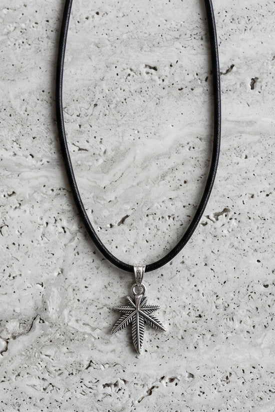 Silver Palm Leaf Pendant Necklace