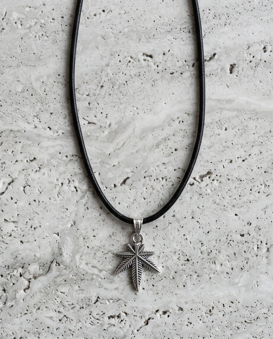 Silver Palm Leaf Pendant Necklace