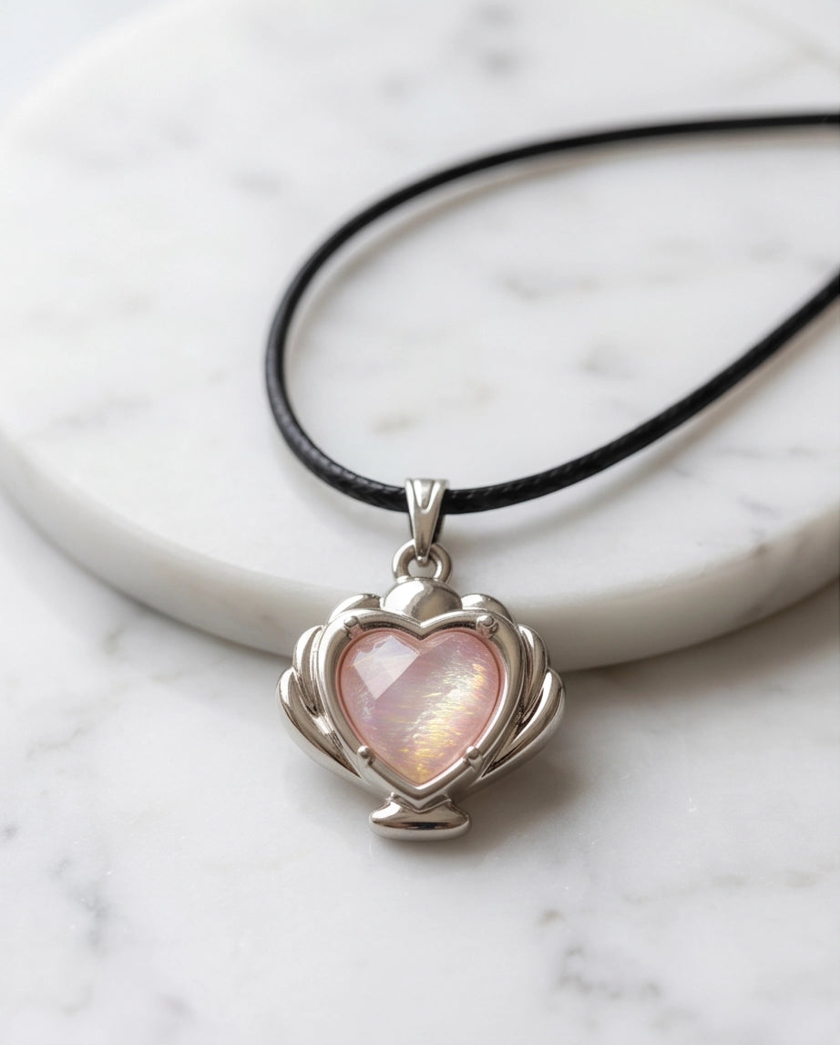 Iridescent Seashell Heart Pendant Necklace