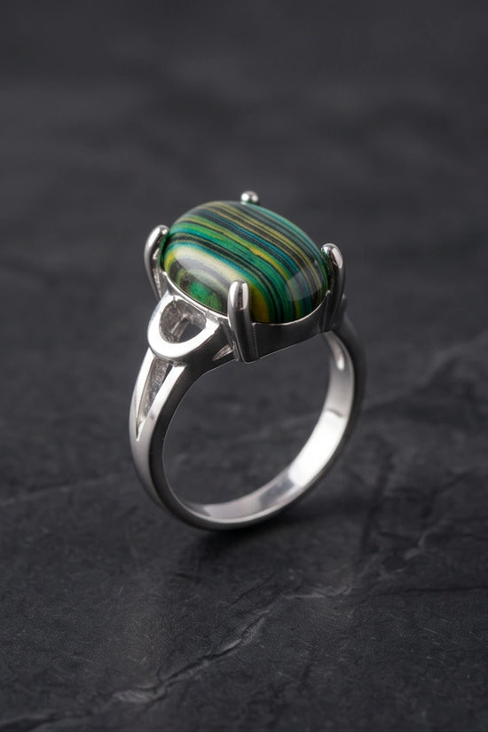 Verdant Aurora Malachite Statement Ring