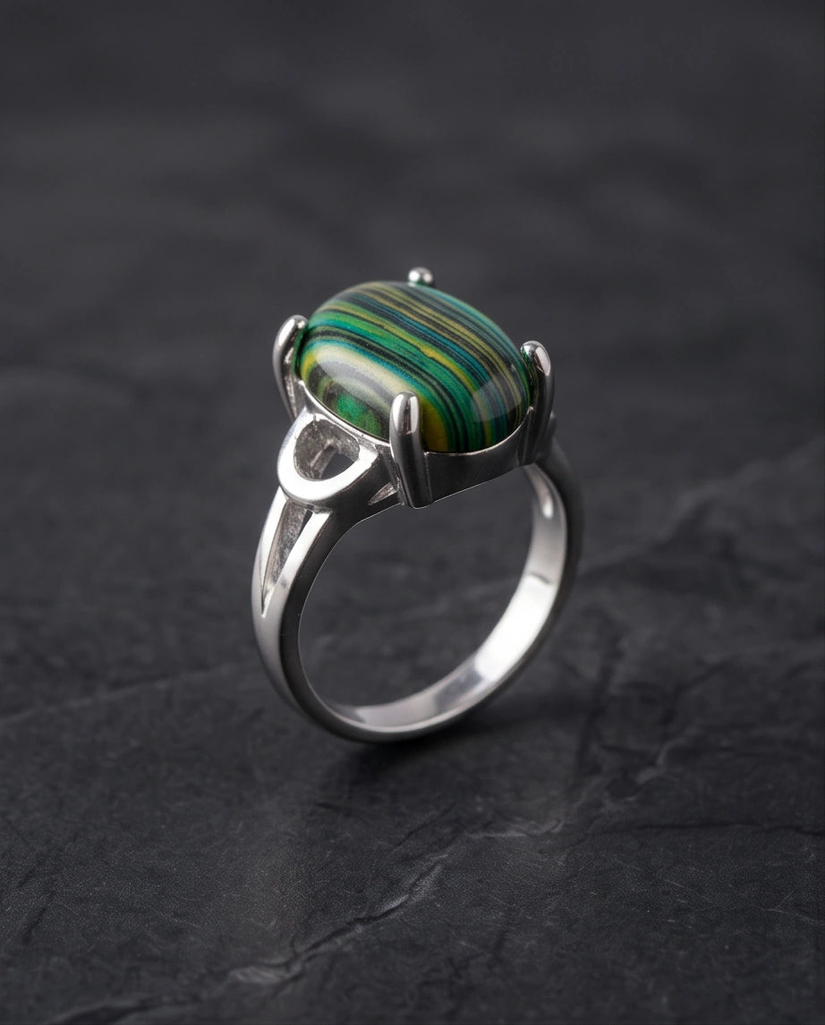 Verdant Aurora Malachite Statement Ring