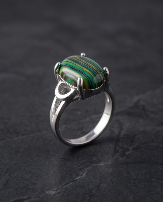 Verdant Aurora Malachite Statement Ring