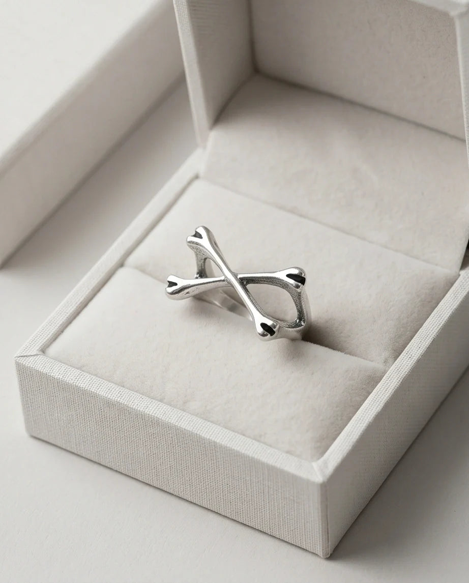 Gothic Sterling Silver Crossed Bones Ring