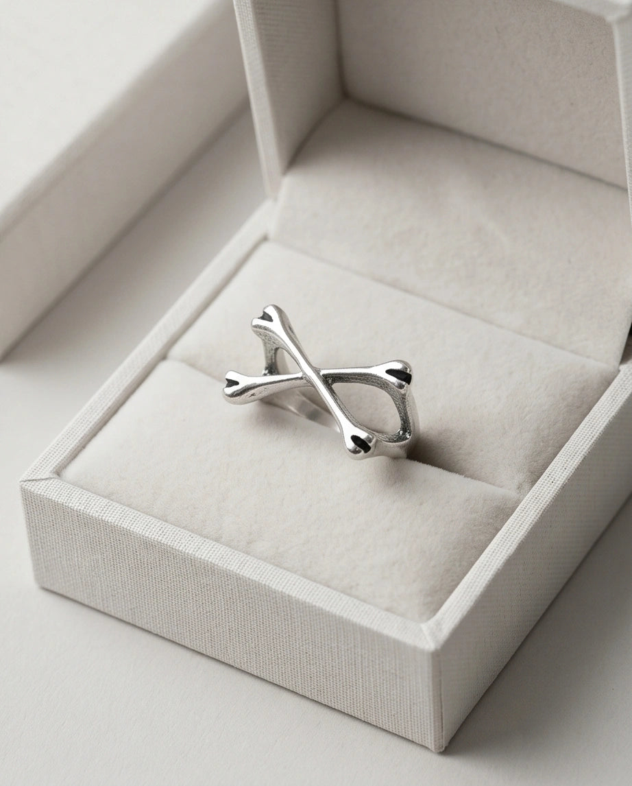 Gothic Sterling Silver Crossed Bones Ring