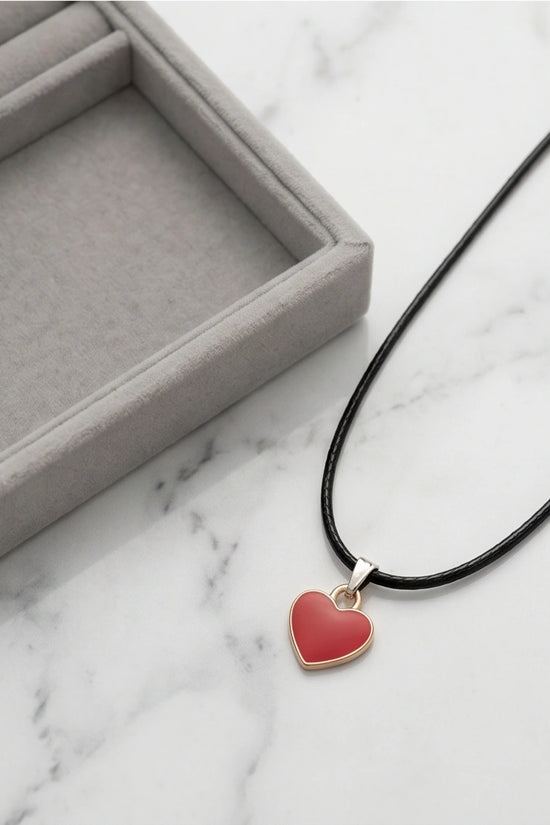 Gold and Red Classic Heart Necklace