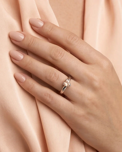 Sterling Silver Heart-Cut Peach Morganite Solitaire Ring