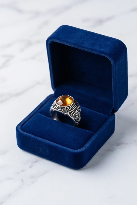 Vintage Amber Citrine Signet Ring