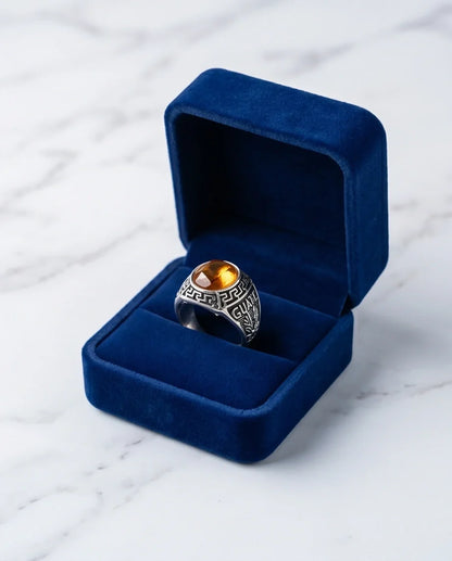 Vintage Amber Citrine Signet Ring