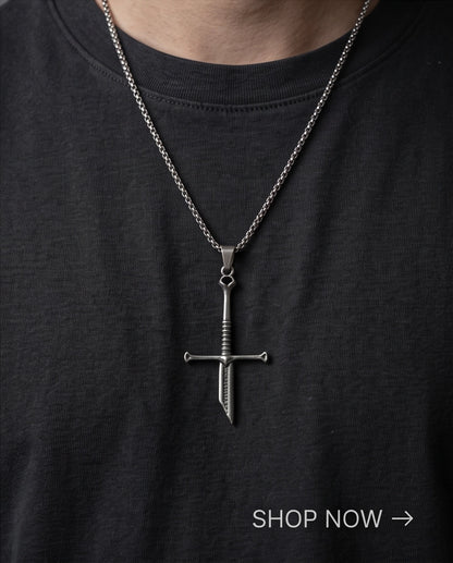 Silver Broken Sword Pendant Necklace
