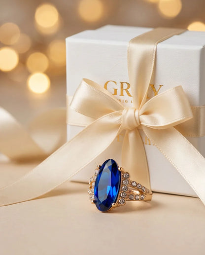 Gold Marquise Sapphire Vintage Ring