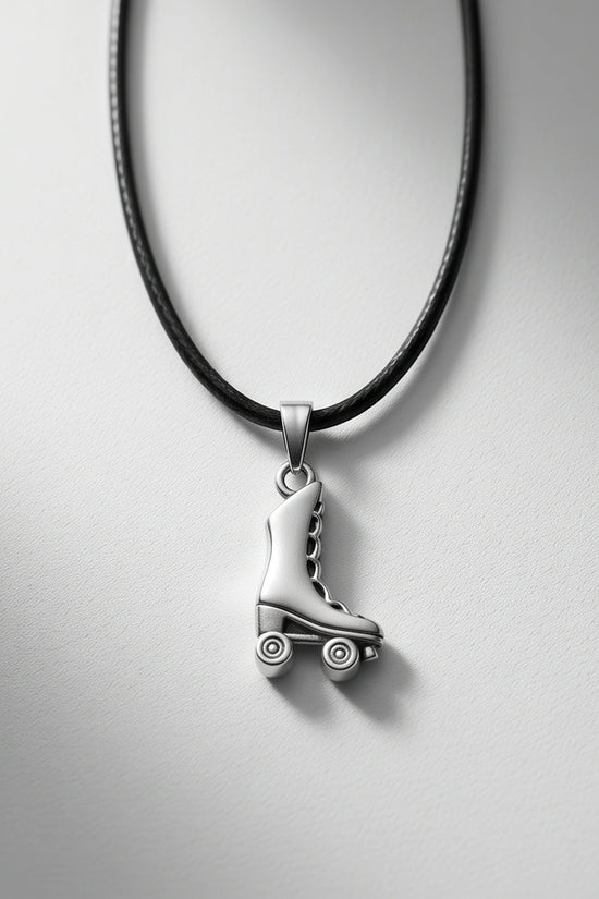 Silver Roller Skate Pendant Necklace