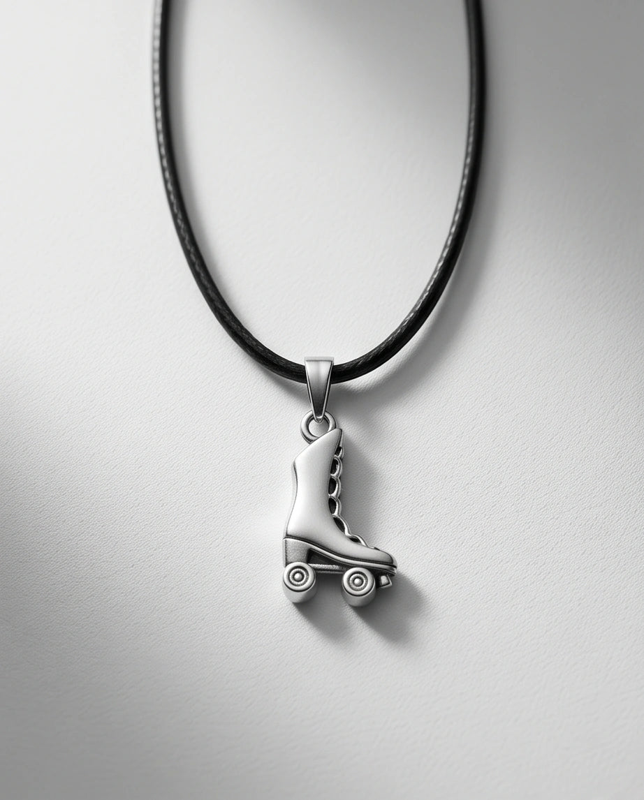 Silver Roller Skate Pendant Necklace