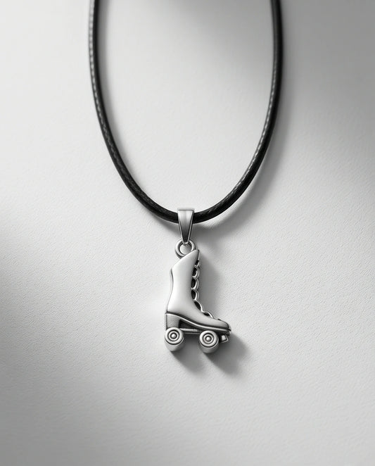 Silver Roller Skate Pendant Necklace