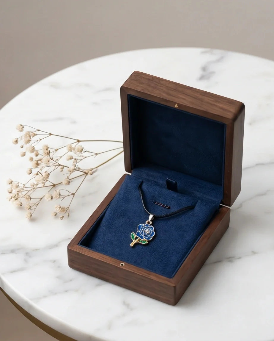 Royal Blue Enchanted Rose Pendant