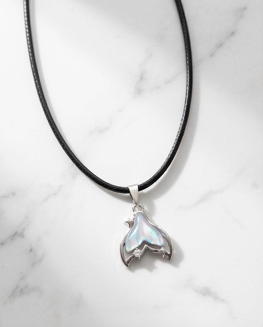 Iridescent Mermaid Tail Pendant Necklace