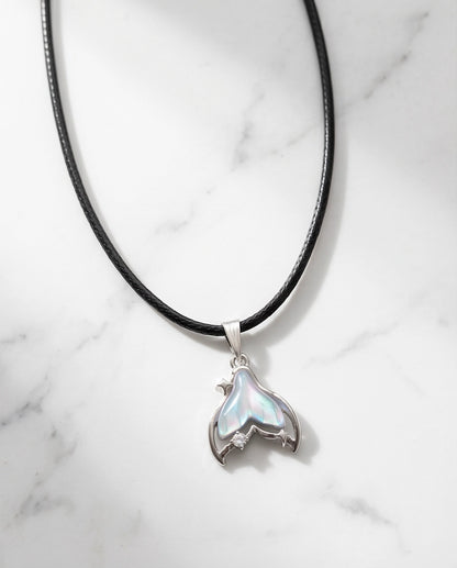 Iridescent Mermaid Tail Pendant Necklace