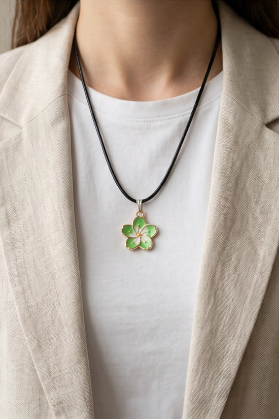 Gold and Light Green Blossom Necklace
