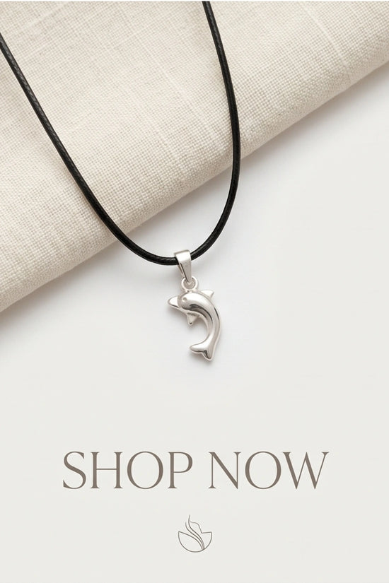 Silver Polished Playful Dolphin Necklace