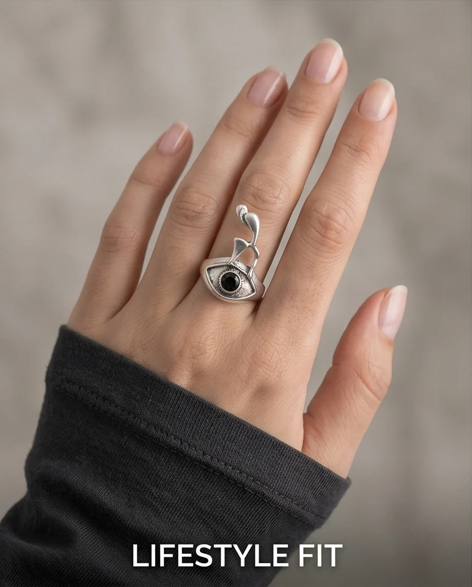 Gothic Evil Eye Abstract Figural Ring