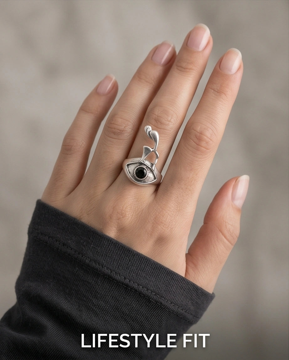 Gothic Evil Eye Abstract Figural Ring