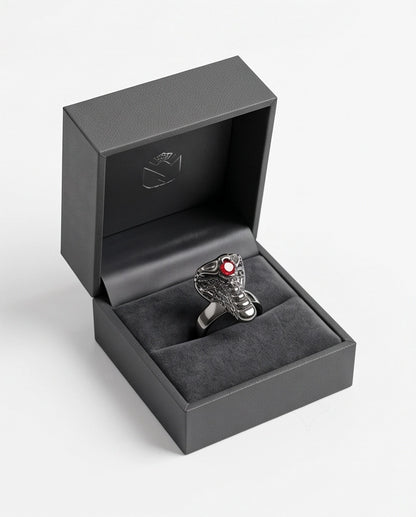 Ruby-Set Sculpted Cobra Ring
