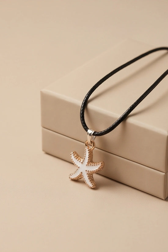 Gold and White Starfish Pendant Necklace