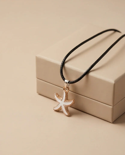 Gold and White Starfish Pendant Necklace