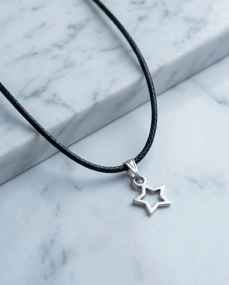 Silver Open Star Pendant Necklace