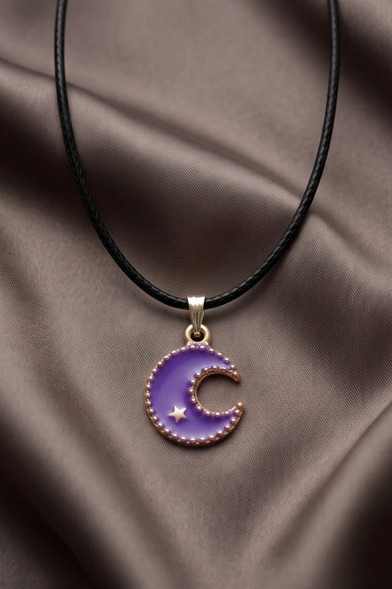 Celestial Purple Crescent Moon Pendant