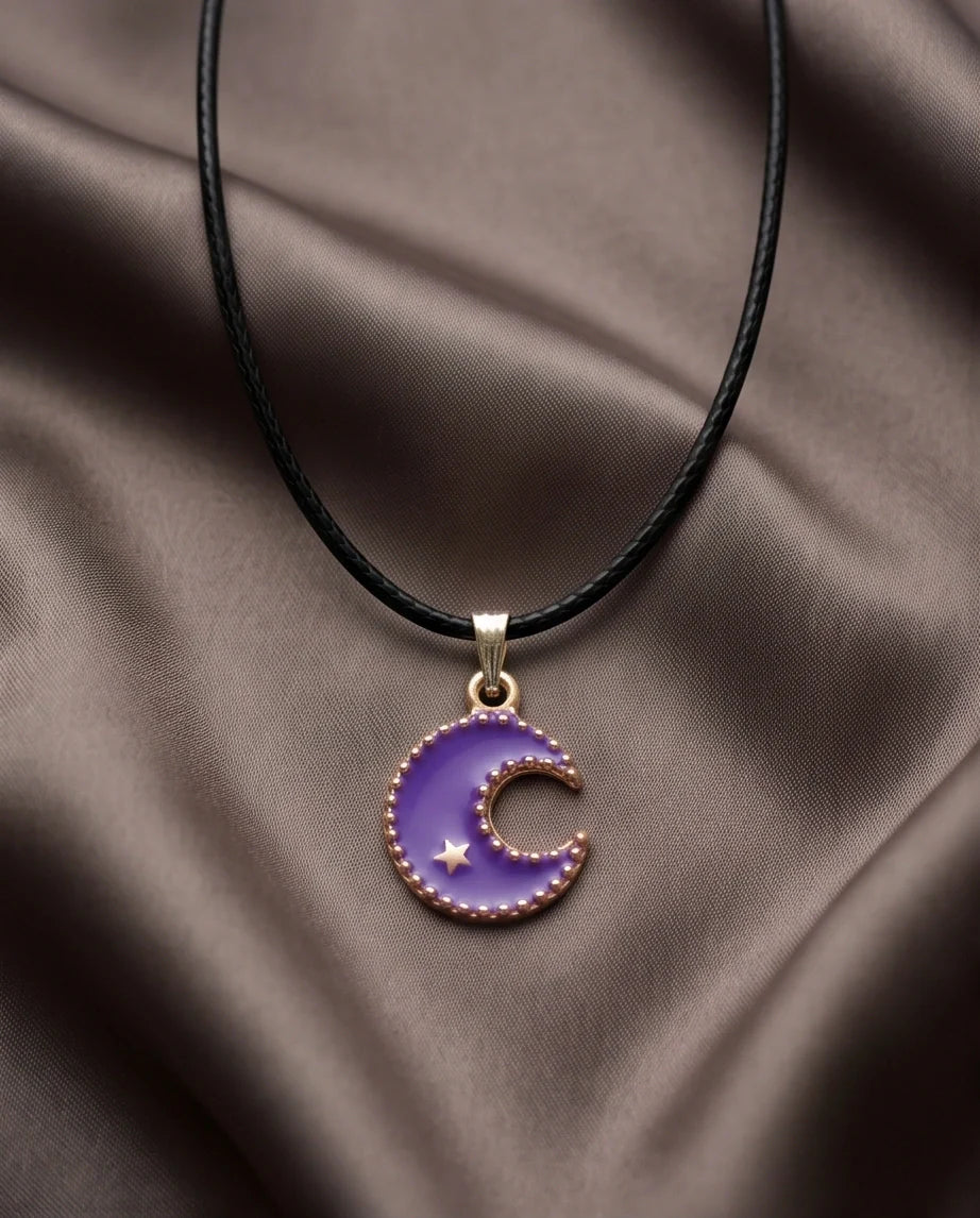 Celestial Purple Crescent Moon Pendant