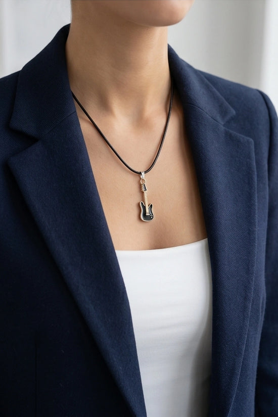 Gold and Black Electric Guitar Necklace