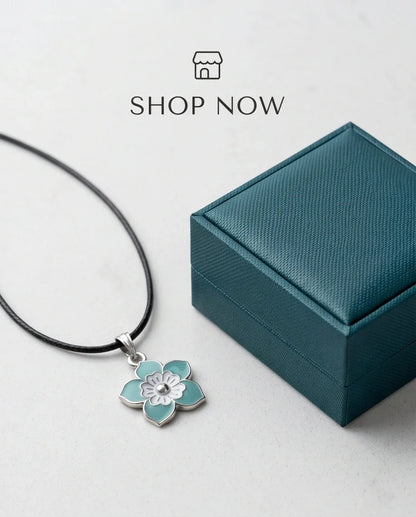 Serene Blue and White Layered Floral Enamel Pendant Necklace