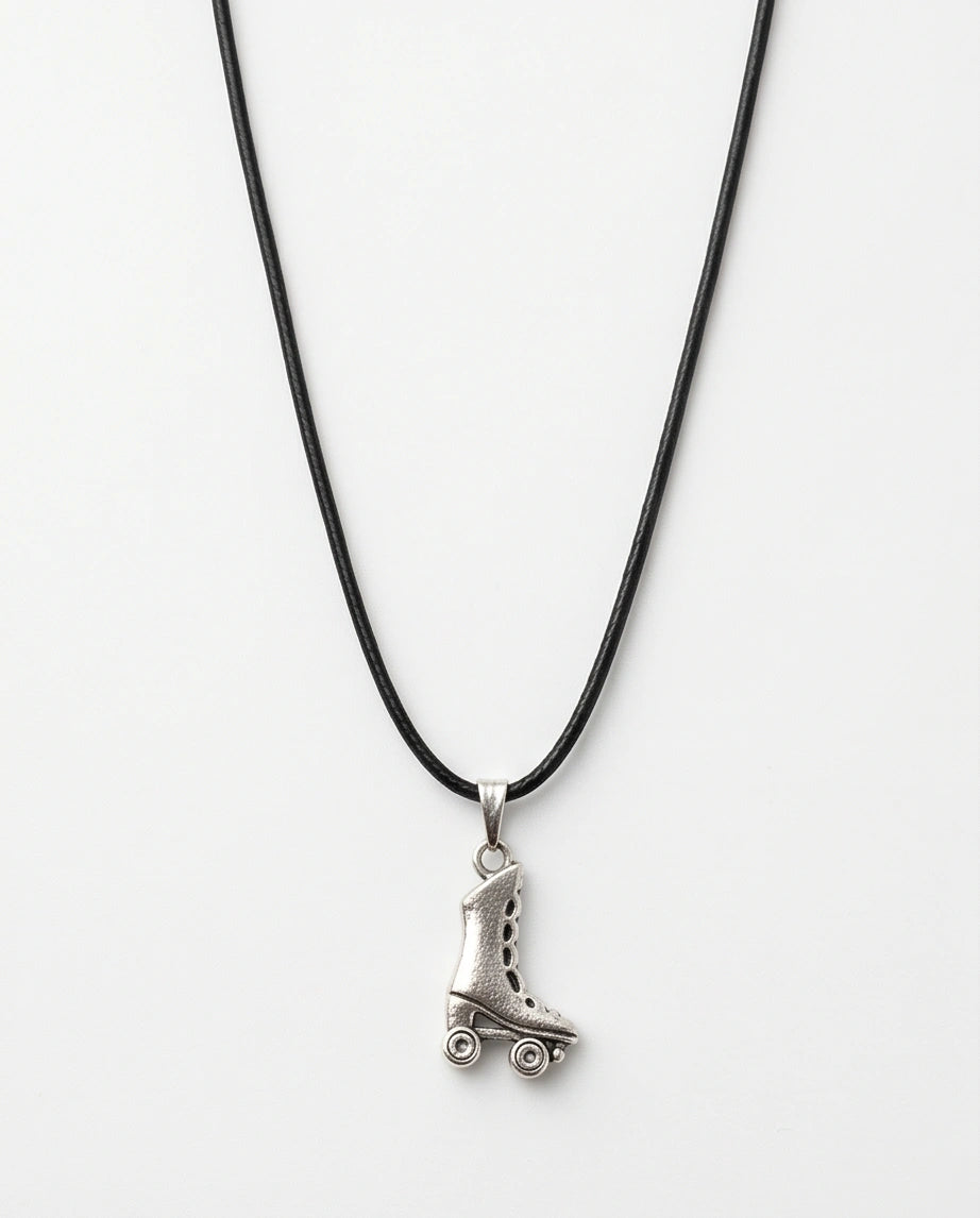 Silver Roller Skate Pendant Necklace