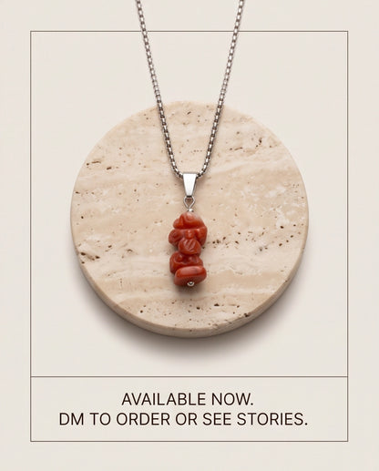 Silver Stacked Raw Red Agate Chip Stone Pendant Necklace