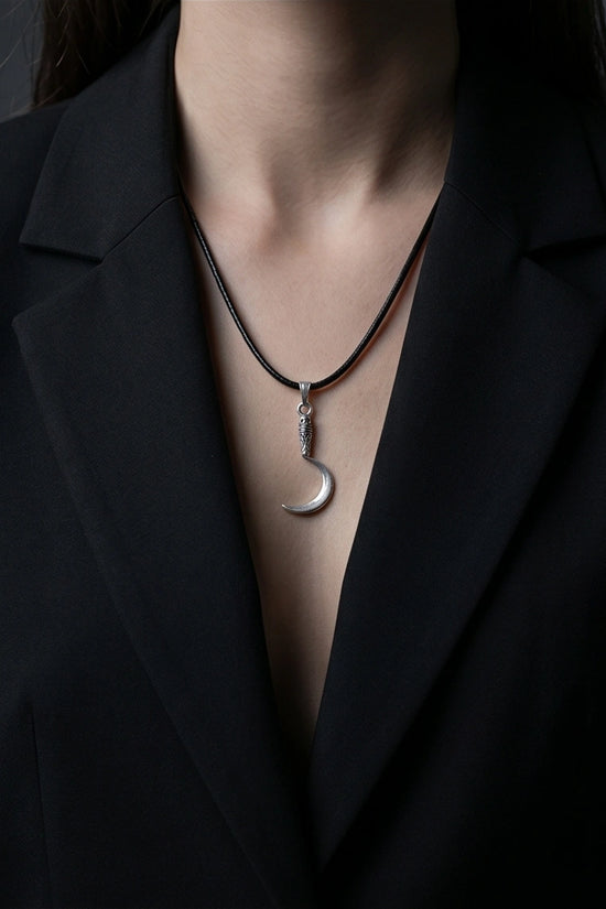 The Reaper's Crescent: Gothic Skull Sickle Pendant Necklace