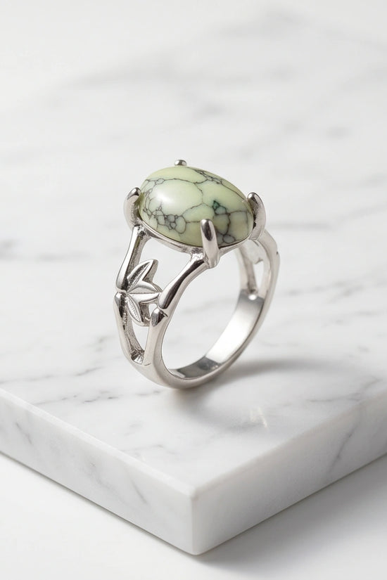 Earthy Mint Leaf Statement Ring
