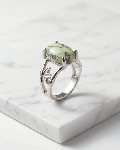 Earthy Mint Leaf Statement Ring