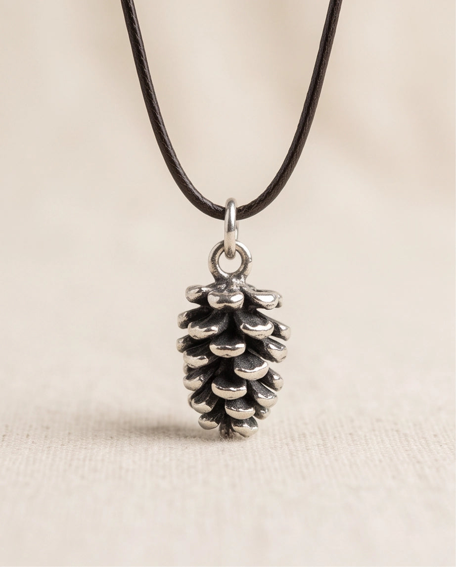 Antique Silver Pinecone Pendant Chain Necklace