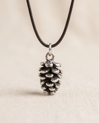 Antique Silver Pinecone Pendant Chain Necklace