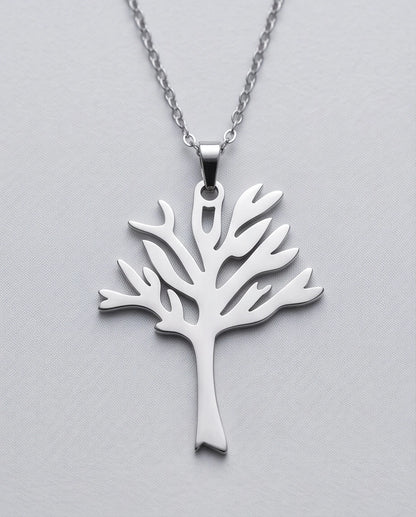 Silver Tree of Life Cutout Pendant Necklace