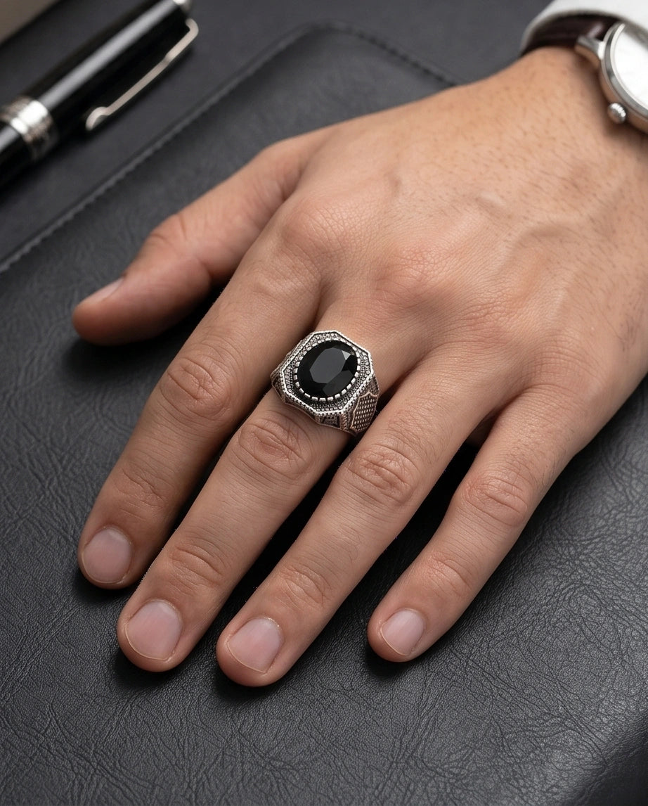 Vintage Ottoman Black Onyx Statement Ring