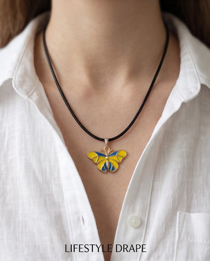 Blue & Yellow Butterfly Cord Necklace