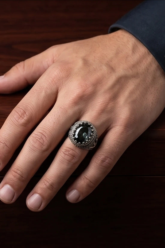 Imperial Anchor Obsidian Signet Ring