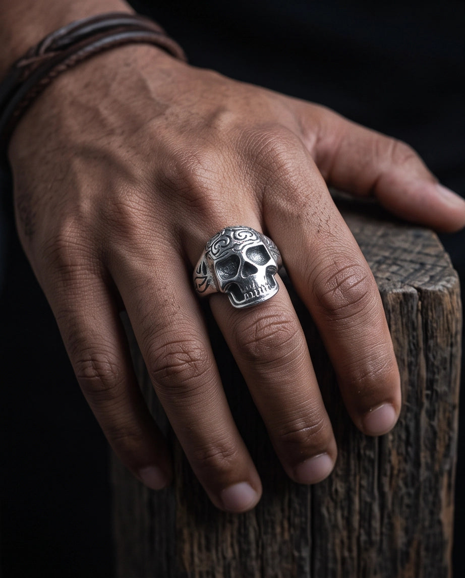 Filigree Crowned Skull Ring