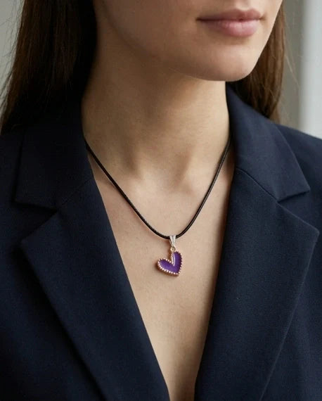 Whimsical Purple Heart Pendant