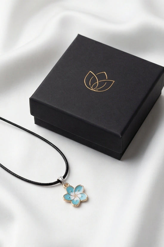 Gold and Pastel Blue Blossom Necklace